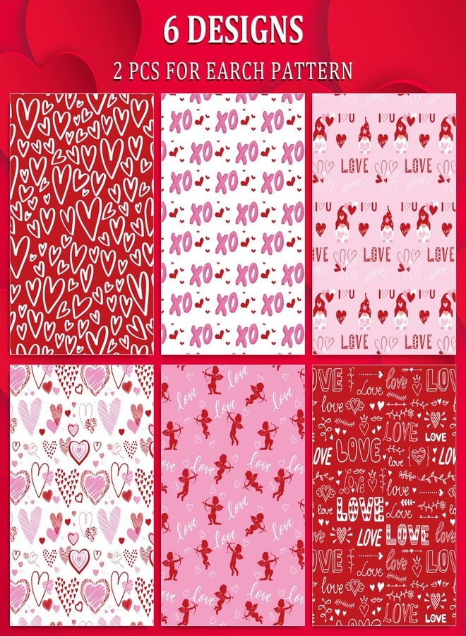 Whaline 12 Sheet Valentine's Day Wrapping Paper 19.7 x 27.6 Inch Love Heart Wrapping Paper Red Pink Romantic Cupid Pattern Wrapper Paper for Valentines Wedding Anniversary Party Craft Gift Decor - Image 3